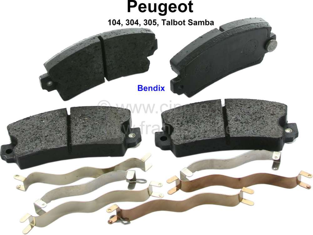 Peugeot - plaquettes de frein, Peugeot 104, 304, 305, Talbot Samba, freins Bendix, largeur 108,9mm, 