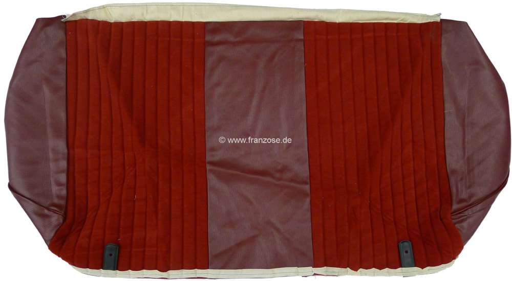 Citroen-DS-11CV-HY - habillage d'assise de banquette arrière, bi-ton simili et drap rouge (amarante 2304 + rou