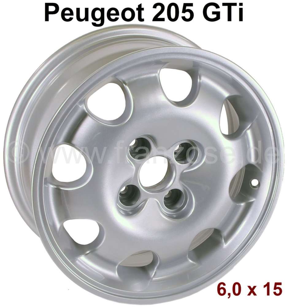 Peugeot - jante, Peugeot 205 GTI 1,9l, dimensions 6,0 x 15, déport: 19, fixations: 4 x 108. ouvertu