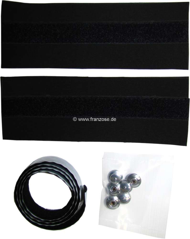 Alle - jeu de boutons Loxx (6x) et velcro autocollant superadhesif, Peugeot 204, 304 cabriolet