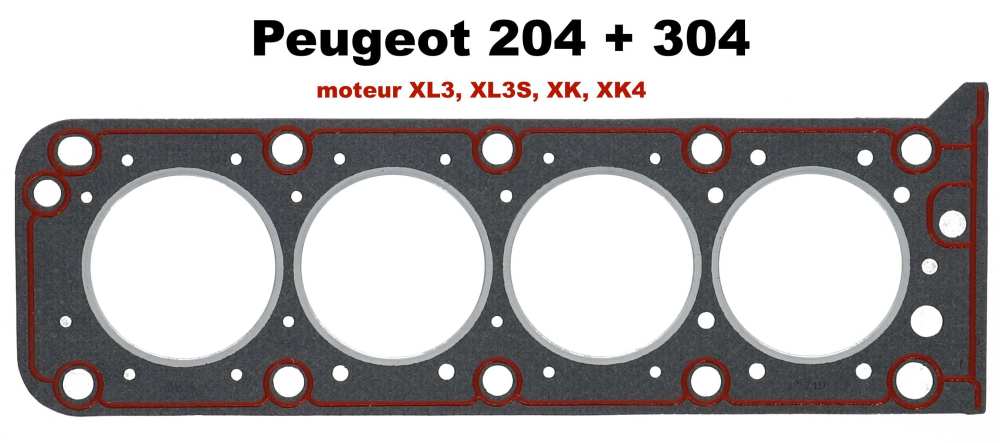 Renault - joint de culasse, Peugeot 204, 304, moteurs XK-XK4 (1130cm³), XL3-XL3S (1288cm³), n° d'