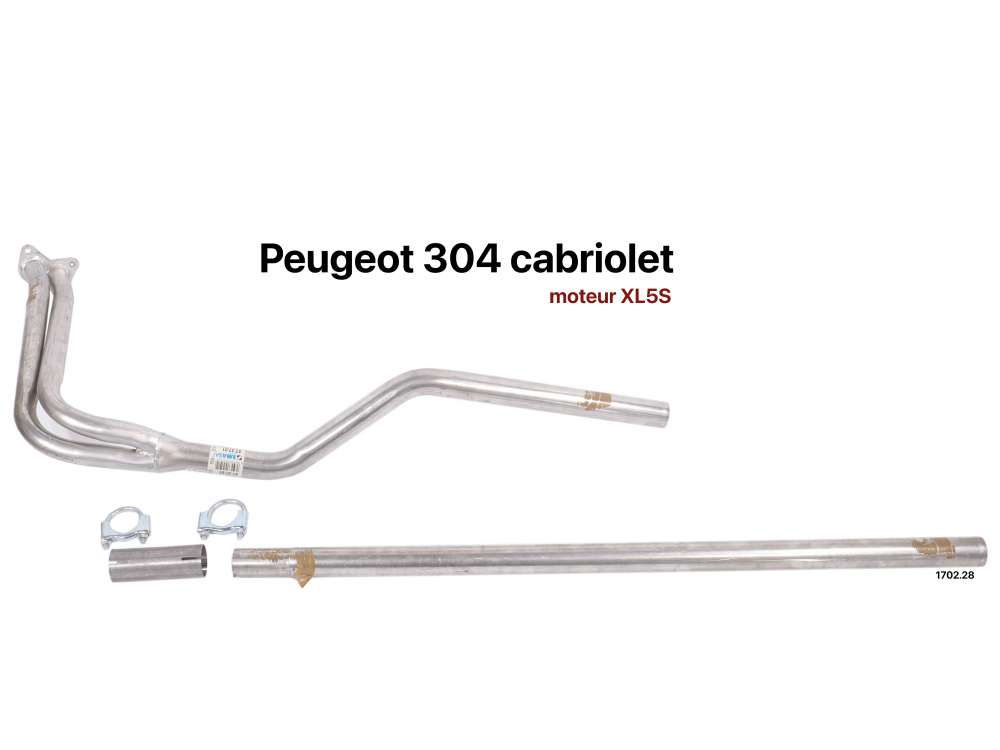Peugeot - tube d'échappement avant double, Peugeot 304, 1,3l., 75ch.DIN, (cabriolet) moteur XL5S, n