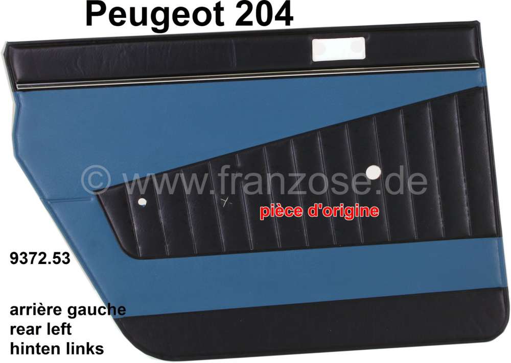 Peugeot - panneaux de porte, Peugeot 204 berline jusque Salon 1970, panneau arrière gauche, skai co