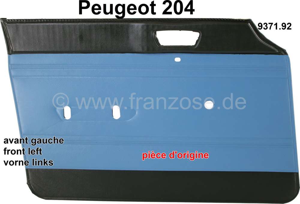 Peugeot - panneaux de porte, Peugeot 204 berline toutes années, panneau avant gauche, skai couleur 