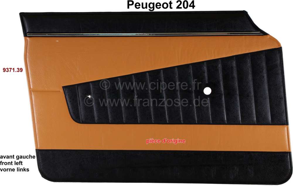 Peugeot - panneau de porte, Peugeot 204 jusque Salon 1970, panneau avant gauche, skai couleur beige 