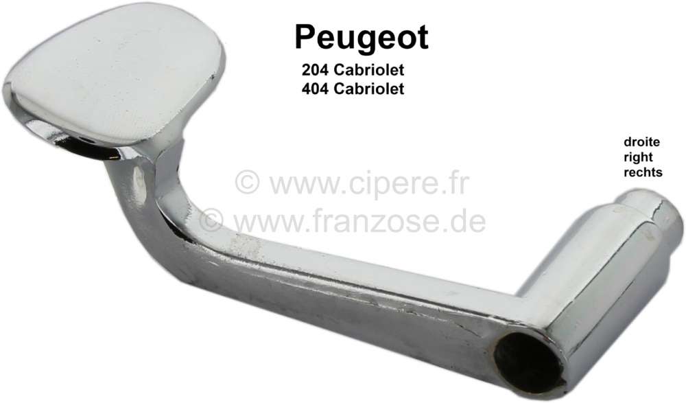 Peugeot - poignée de porte int. droite, Peugeot 404 berline, 204 cabriolet, l'unité