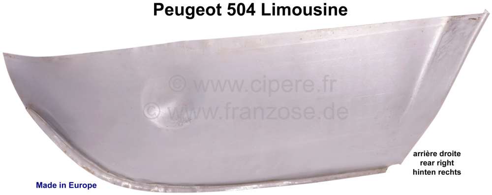Peugeot - pointe d'aile arrière droite, Peugeot 504 berline. Made in Europe.