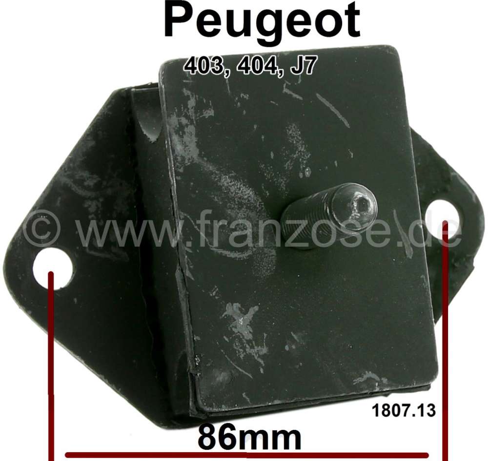 Alle - support moteur avant, Peugeot 403, 404, J7 ess., écartement 86 mm, dimensions du silenblo