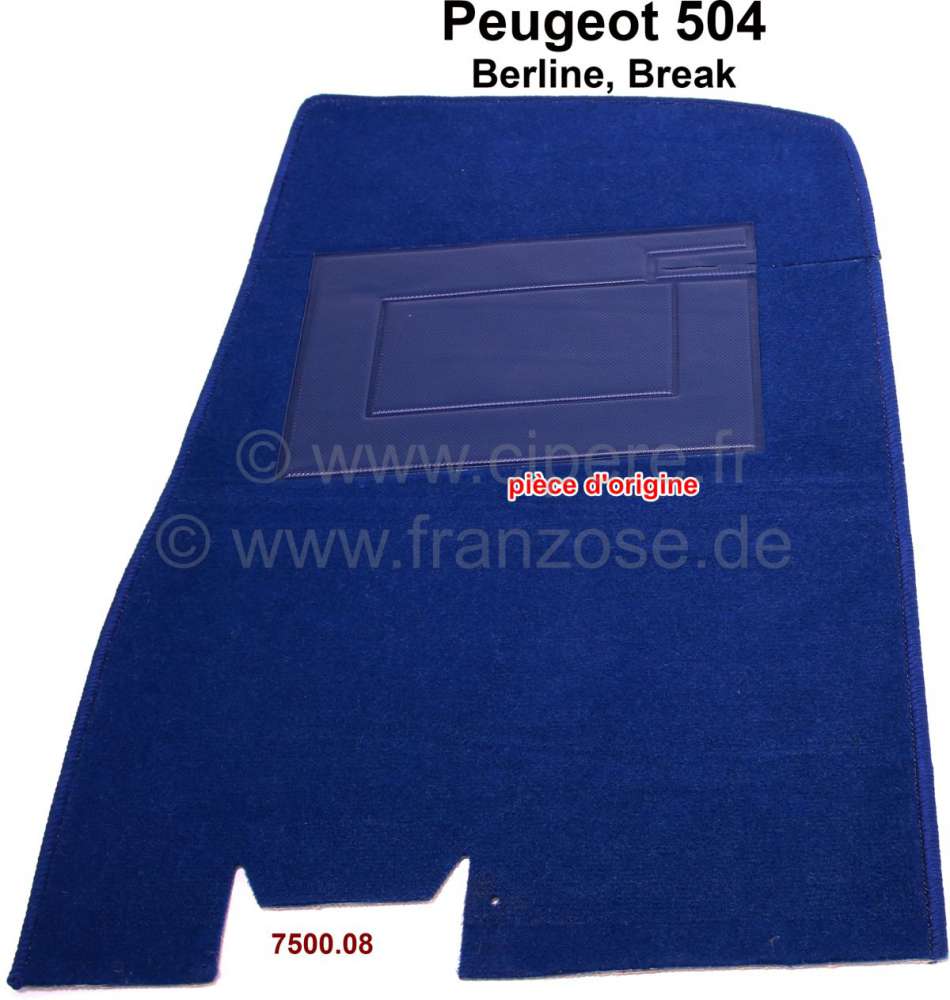 Renault - tapis de sol, Peugeot 504 berline et break, moquette avant droite, colori mbleu foncé (Tu
