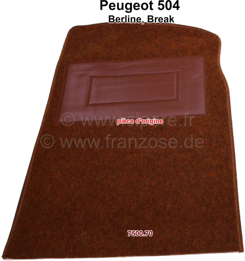 Alle - tapis de sol, Peugeot 504 berline et break, moquette avant droite, colori marron brun (Bru