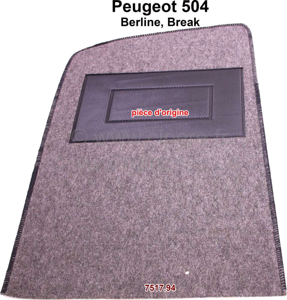 Peugeot - tapis de sol, Peugeot 504 berline et break, moquette avant gauche, colori gris foncé (Gri