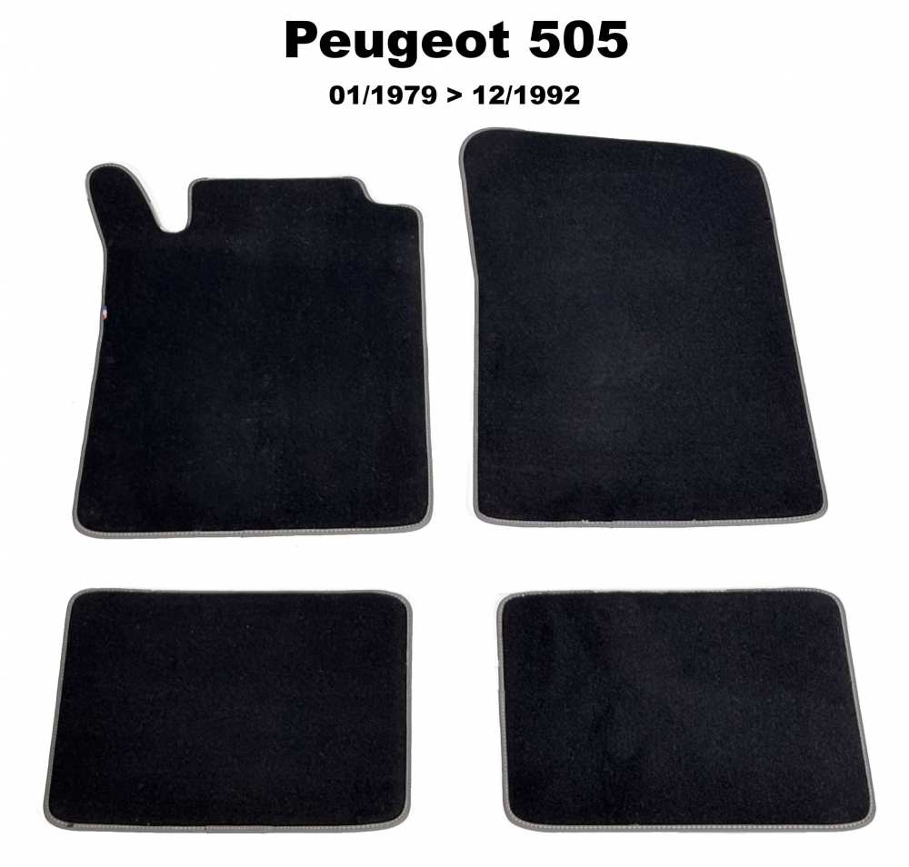 Peugeot - tapis de sol, Peugeot 505 de 01.1979 à 12.1992, kit moquette noir de très haute qualité
