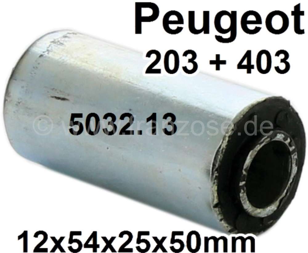 Alle - silentbloc de lame d'amortisseur avant, Peugeot 203 + 403. dimensions: 12 x 54 x 25 x 50mm