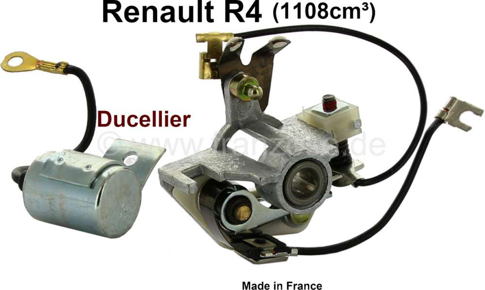 Alle - rupteur condensateur Ducellier, Renault 4L (1108cm³)à partir de 06.1978, Renault R9, R11