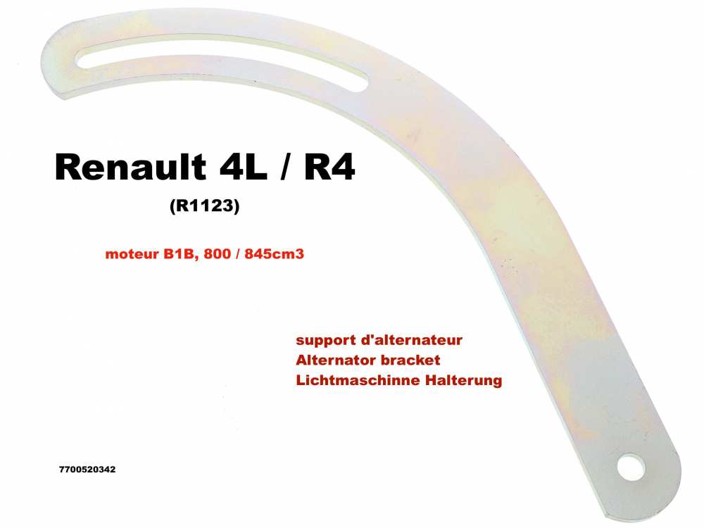 Alle - support d'alternateur, en Inox, Renault 4L 845cm3 (R1123) moteur B1B, 800, n° d'origine 7