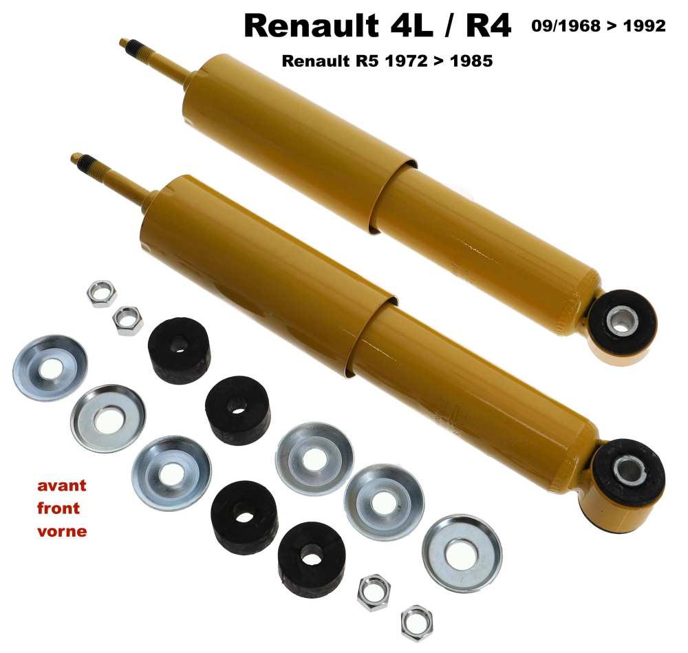 Alle - amortisseur avant, Renault 4L de 09.1968 à 1992 berline et fourgonnette (toutes), R5 de 1