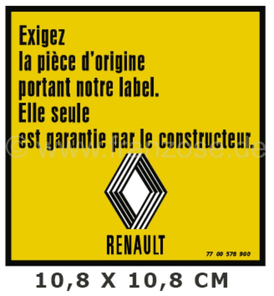autocollant RENAULT, dimensions 108 x 108mm.