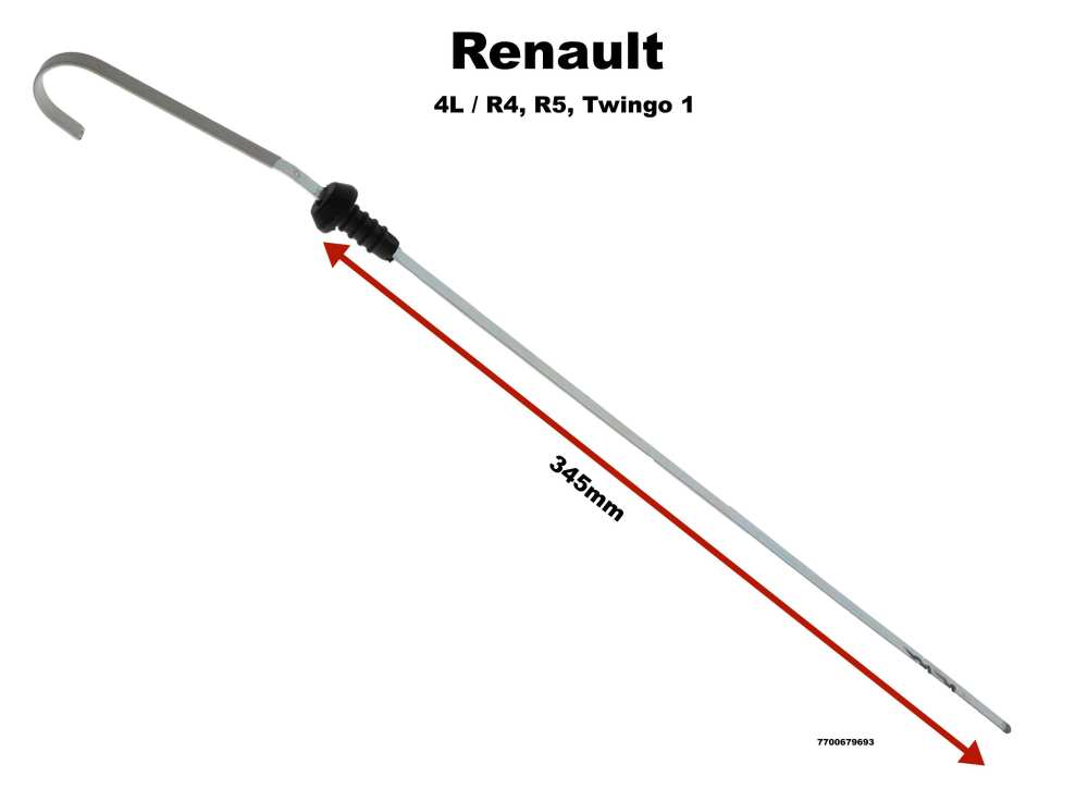 Renault - Jauge d'huile, compatible avec Renault 4L (0,8 + 1,0 + 1,1 l). Renault R5 (0,8 + 1,0 + 1,1