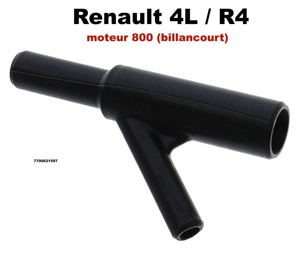Alle - reniflard, Renault 4L, type moteur 800 Billancourt, raccord trois voies Y, raccord entre c