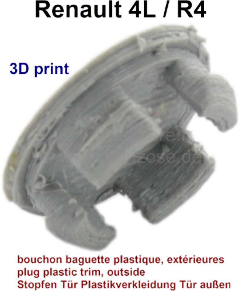 Alle - bouchon de baguette en plastique gris, Renault 4L GTL ou Clan, opercule pour fermer les tr