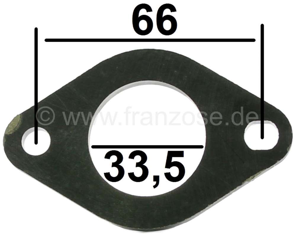 Renault - entretoise sous carburateur, 4mm, Renault R4, R5, R12, R16, R15, diam. int. 33,5mm, entrax