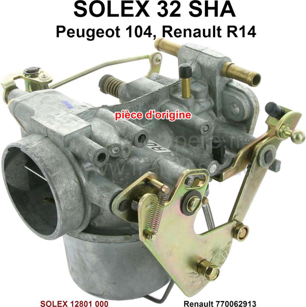 Peugeot - carburateur, Peugeot 104, Renault R14, carburateur Solex SOLEX 32SHA, pièce de marque SOL