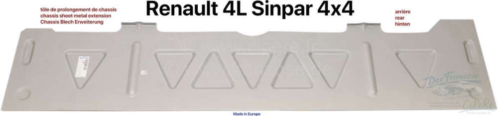Sonstige-Citroen - tôle de prolongement de chassis, Renault 4L Sinpar 4x4, prolonge la partie arrière sous 