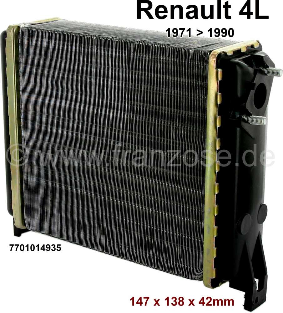 Renault - radiateur de chauffage, Renault 4L de 1971 à 1990, 147x138x42mm