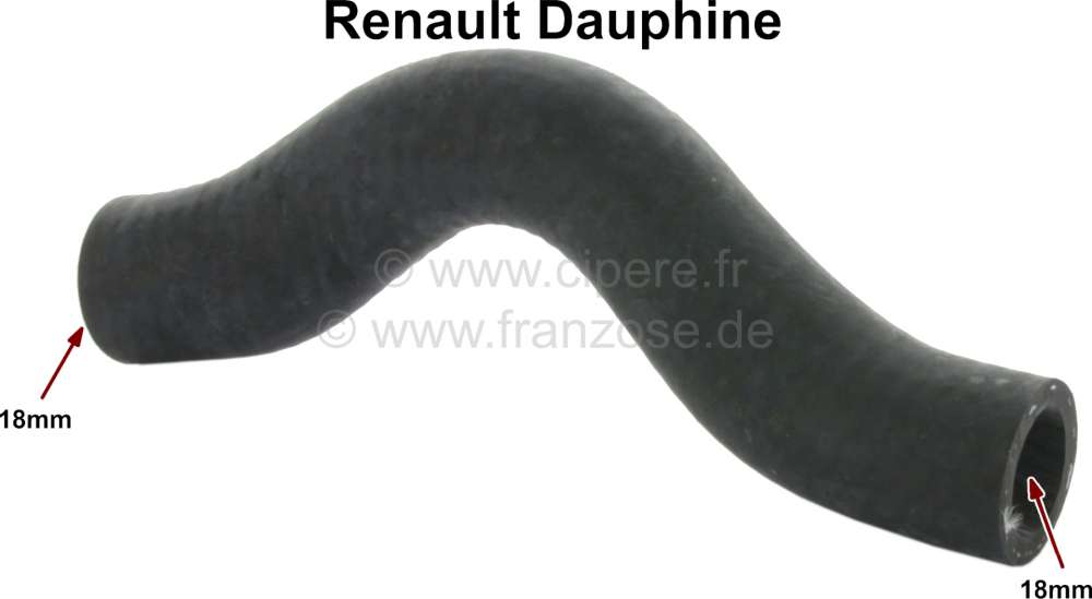 Renault - durite courte de la pompe à eau à l'échangeur, Renault Dauphine, diam. int.  18mm