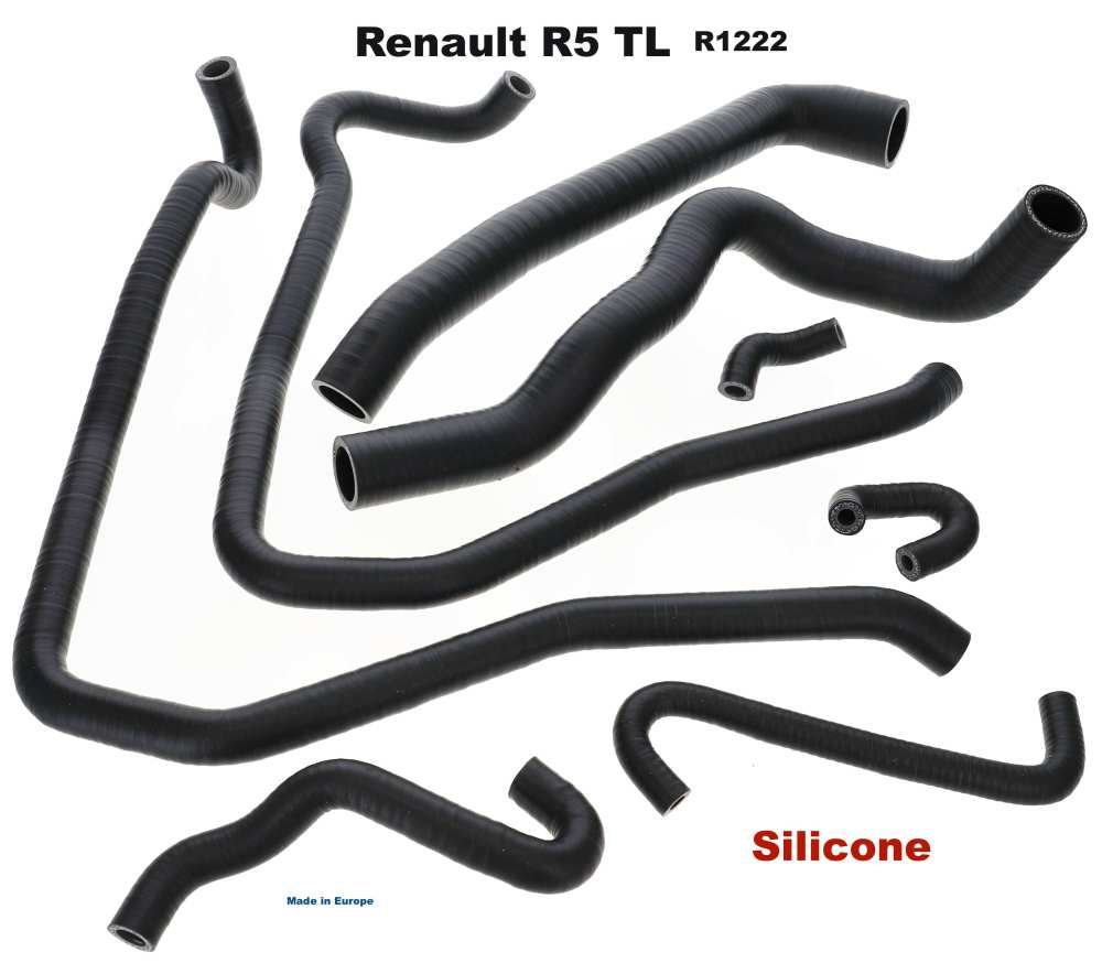 Alle - kit durites, Renault R5TL (R1222), ensemble de 9 durites en silicone, très bonne qualité