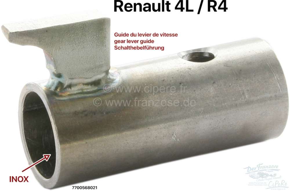 Renault - commande de vitesses, Renault 4L, tube guide seul, refabrication en Inox 1,5mm, n° d'orig