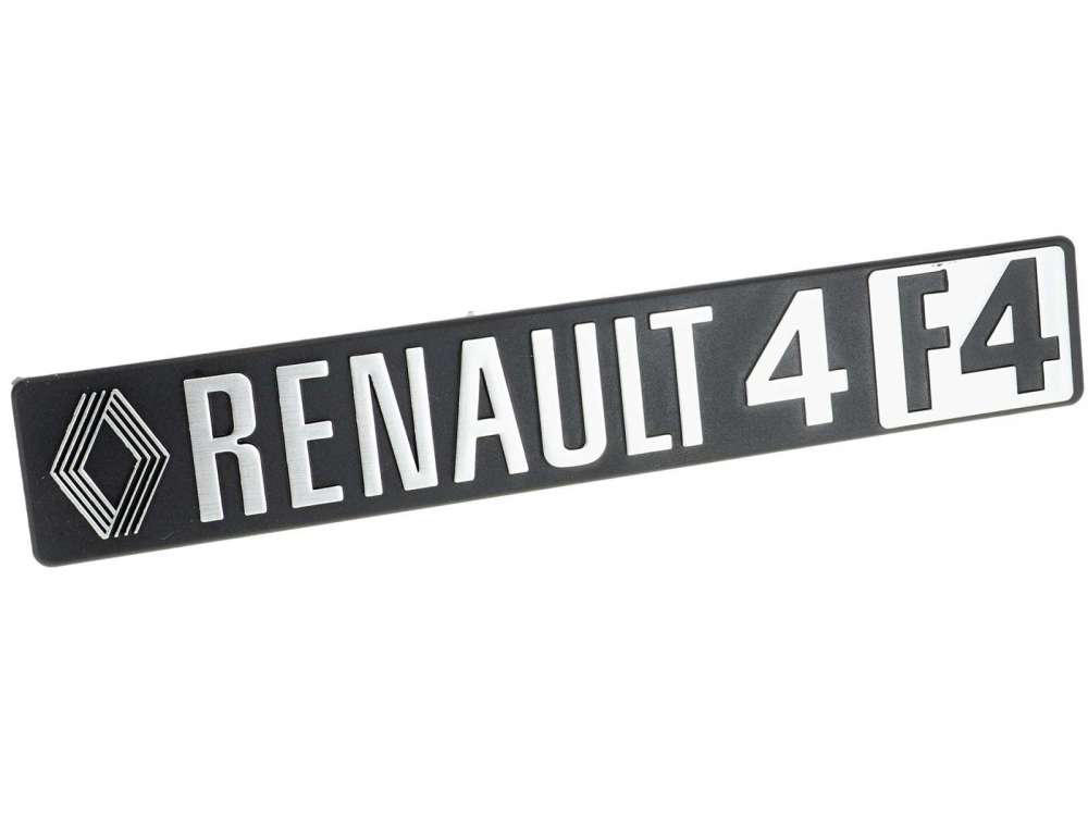 Alle - monogramme, Renault R4 F4 fourgonnette premier modèle, emblème sur la porte arrière, en