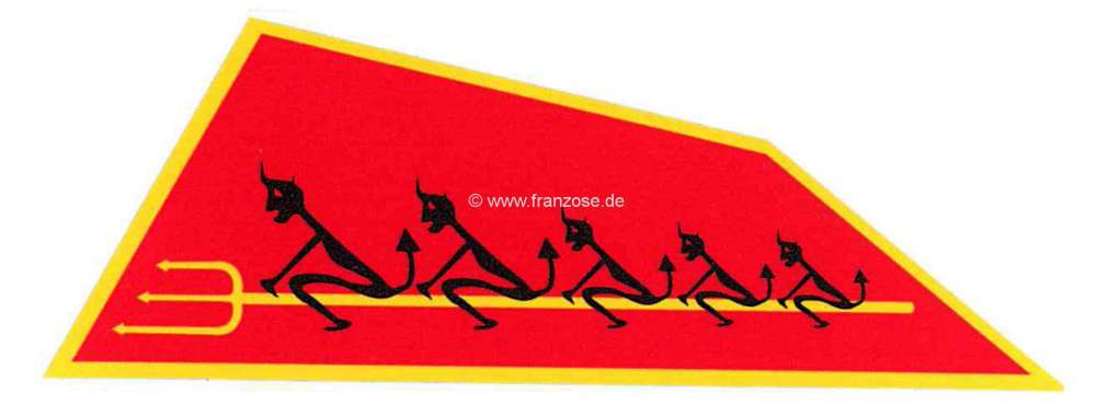 Renault - autocollant 5 diables sur une fourche pour couvre-culasse, Renault R4, 4L 850cm³ (5cv - u