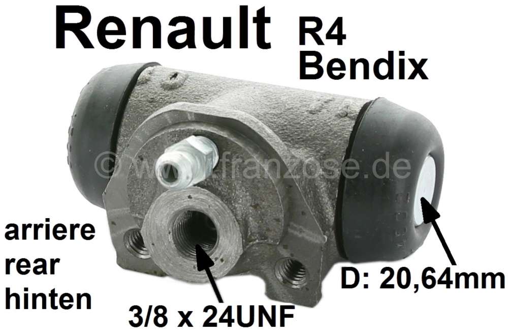 Renault - cylindre de roue, Renault 4L, R1123 de 10.1962 à 12.1988, 1128 de 1978 à 1990, 2391, 210