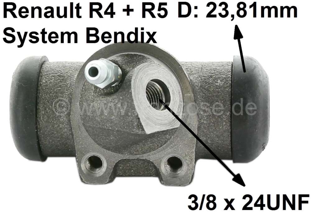 Alle - cylindre de roue, Renault 4L, R1123/26/29 de 07.1966 à 1986, Fougonette de 07.1966 à 198