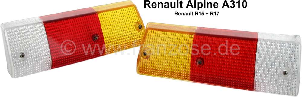 Renault - feu arrière, Renault Alpine A310, Renault R15 + R17, cabochon de feu arrière, la paire (