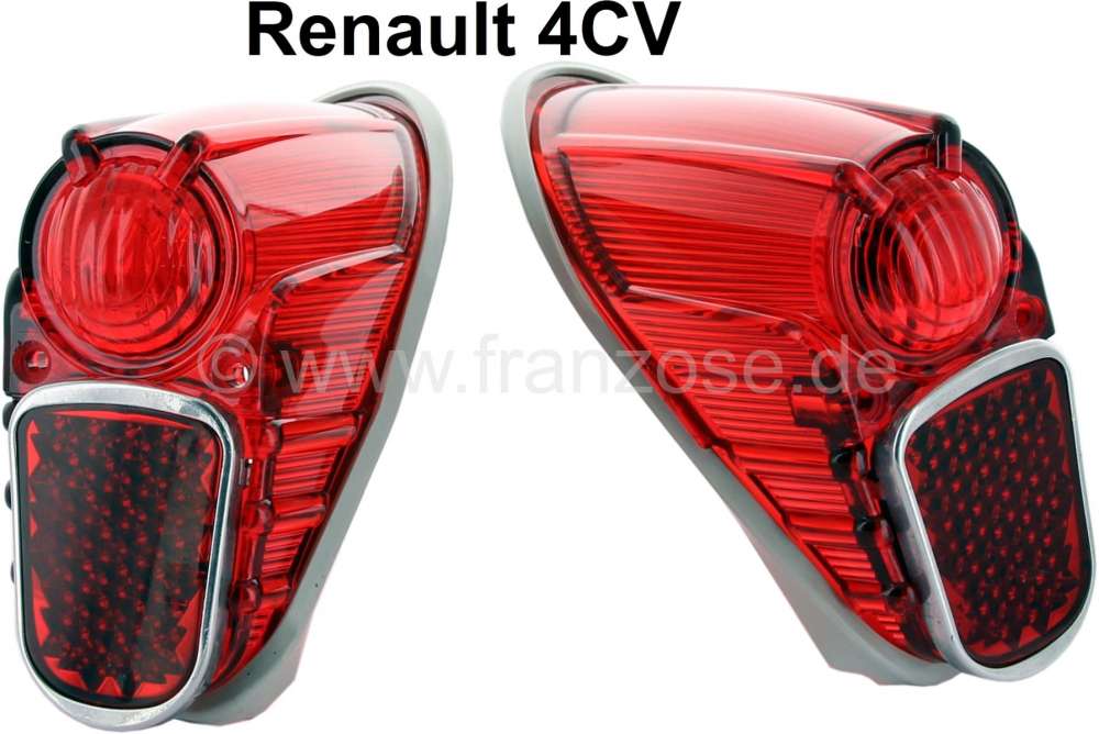 Renault - feux arrière, Renault 4CV, 2ème modèle, cabochons seuls sans la platine, la paire, n° 