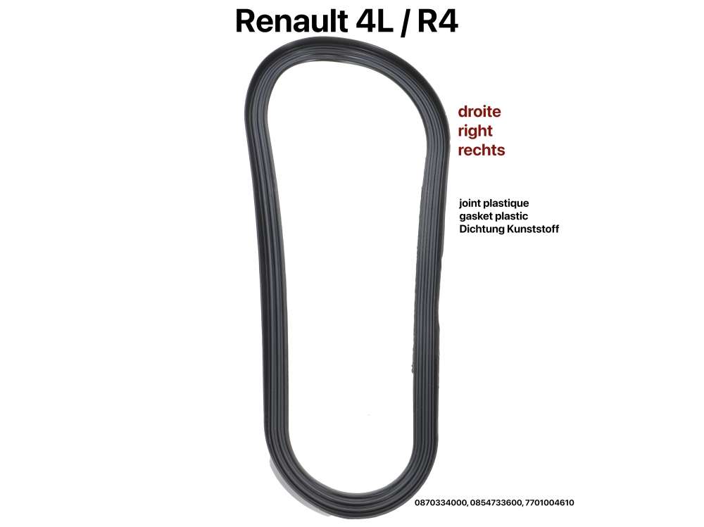 Alle - semelle de feu arrière droit, Renault 4L toutes sauf fourgonnettes, joint plastique sous 