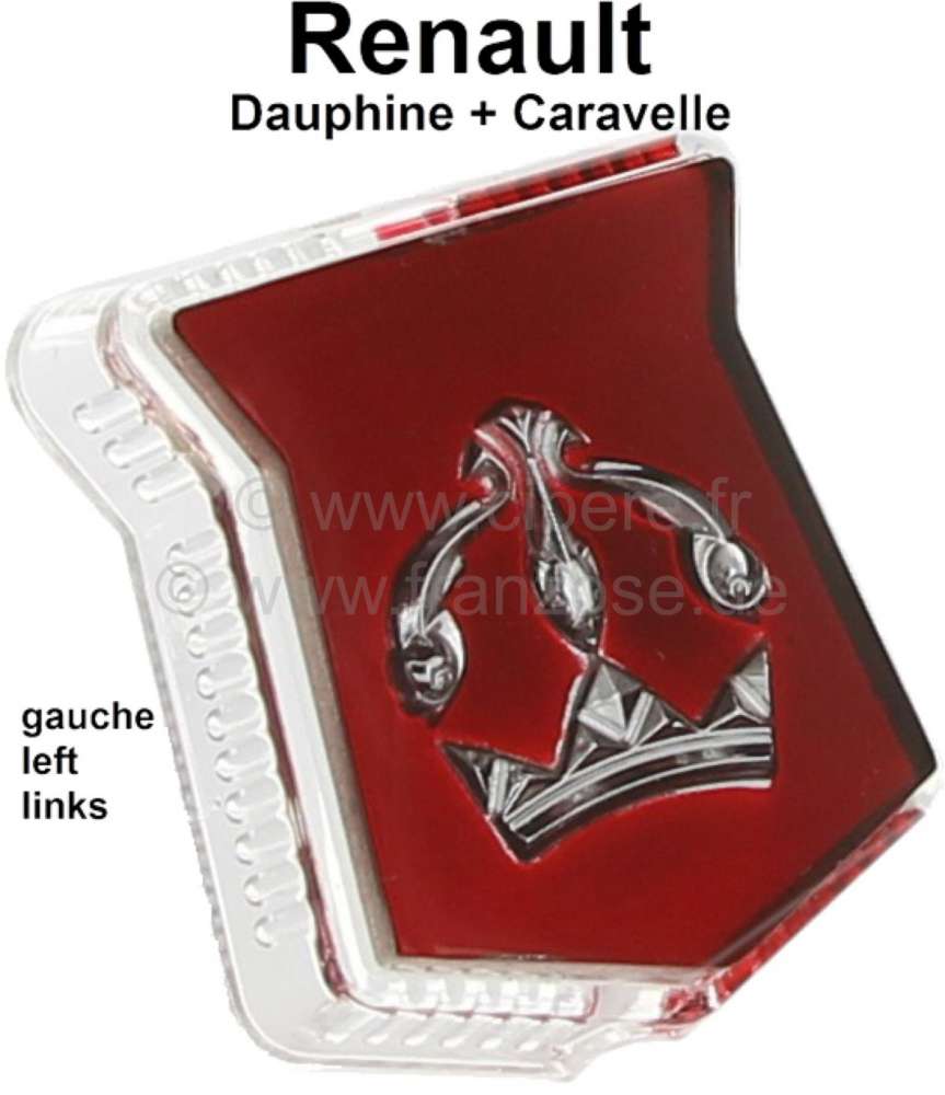 Alle - cabochon de de feu de position, Renault Dauphine, Caravelle, sur aile arrière gauche