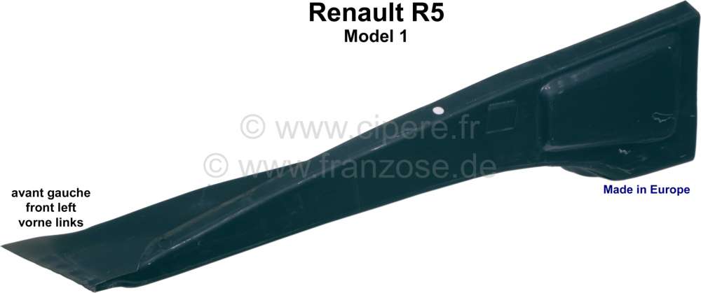 Renault - équerre de fixation d'aile avant gauche, Renault R5 série 1. Made in Europe.