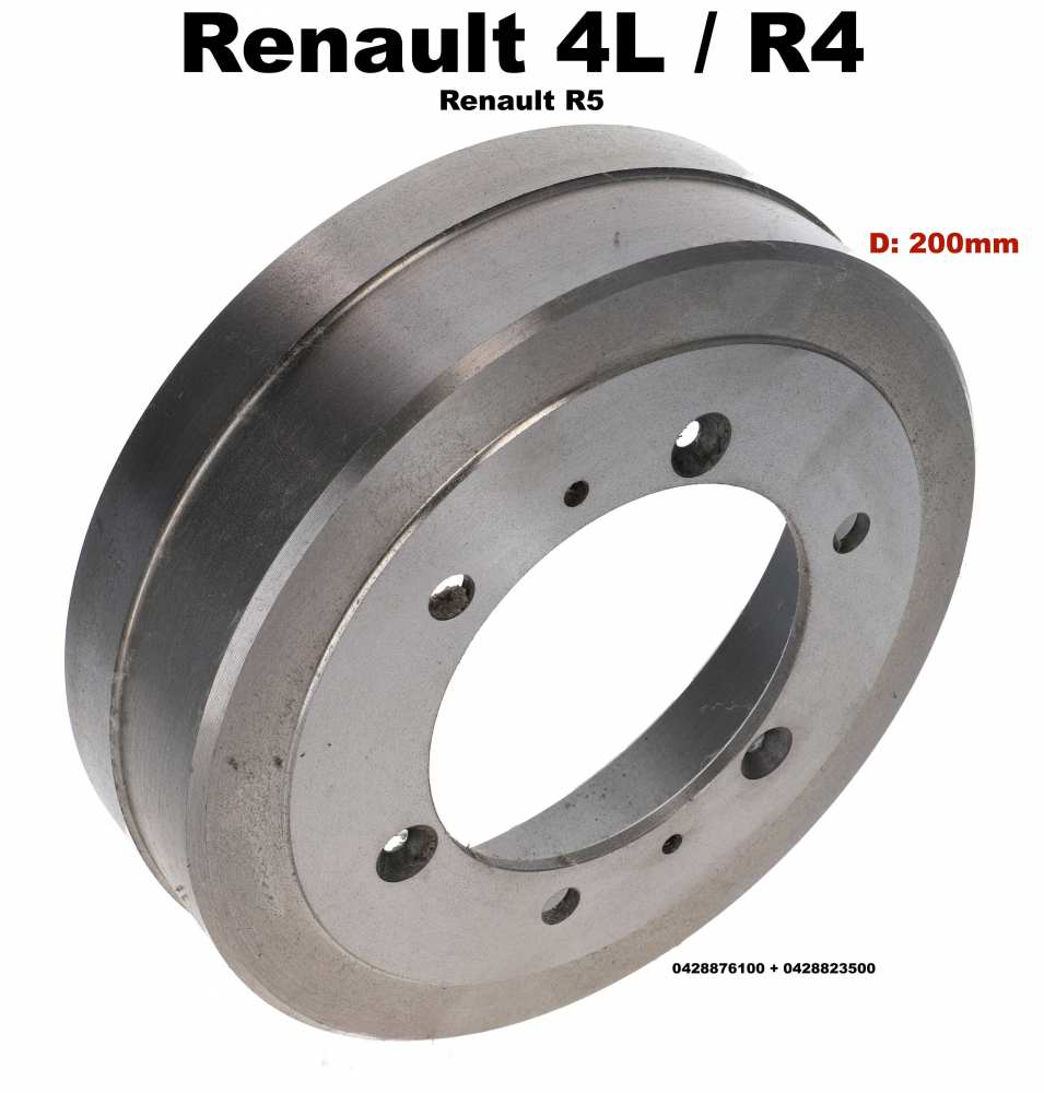 Alle - tambour de frein avant, Renault R4, R5, diamètre 200mm, hauteur int. 46mm, n° d'orig. 04