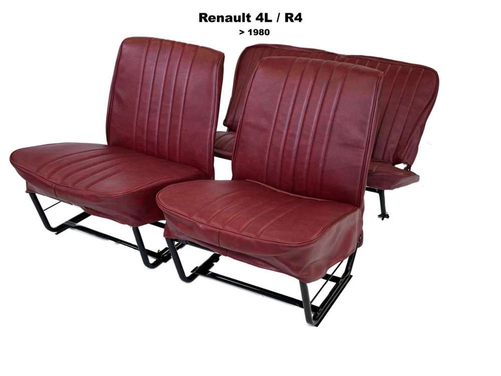 Renault - jeu de housses de siège, Renault 4L jusque 1980, en skai bordeaux, kit complet avant + ar