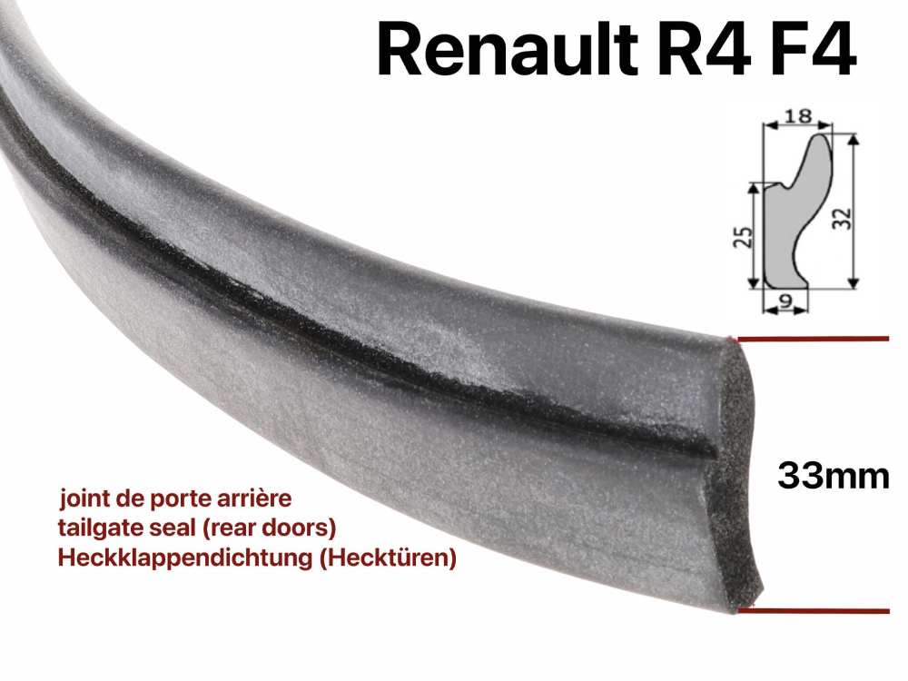 Citroen-2CV - joint de porte arrière, Renault R4 F4, profilé vendu au mètre, acheter 4 mètres pour f