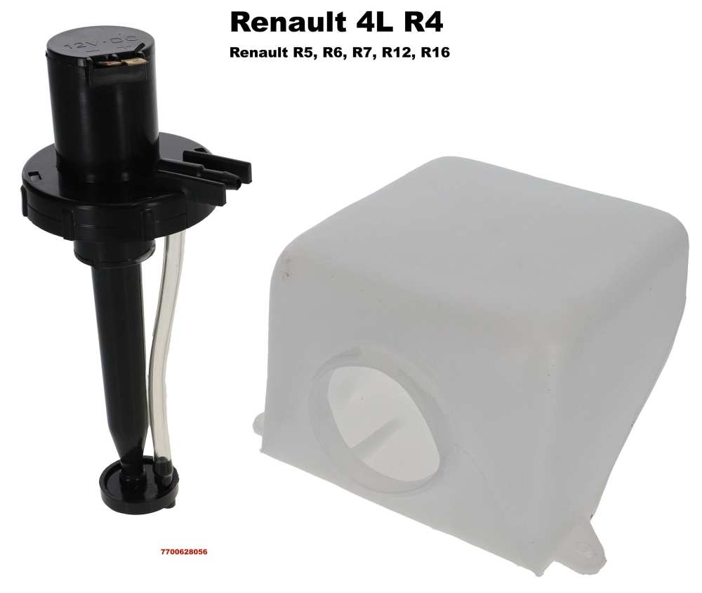 Renault - réservoir de lave-glace, Renault R4, R5, R6, R7, R12, bocal avec pompe électrique intég