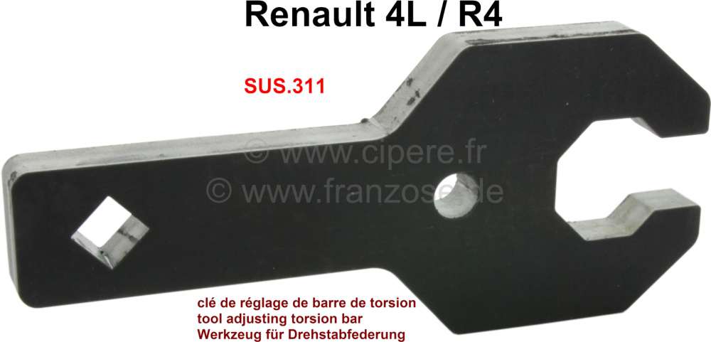 Alle - clé de réglage de barre de torsion, Renault 4L, refabrication conforme à la ref SUS.311