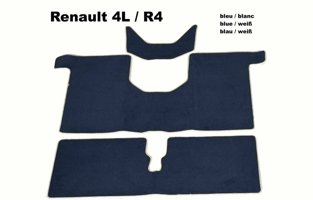 Renault - tapis de sol, Renault 4L, kit moquette bleu marine de très haute qualité (excellence - g