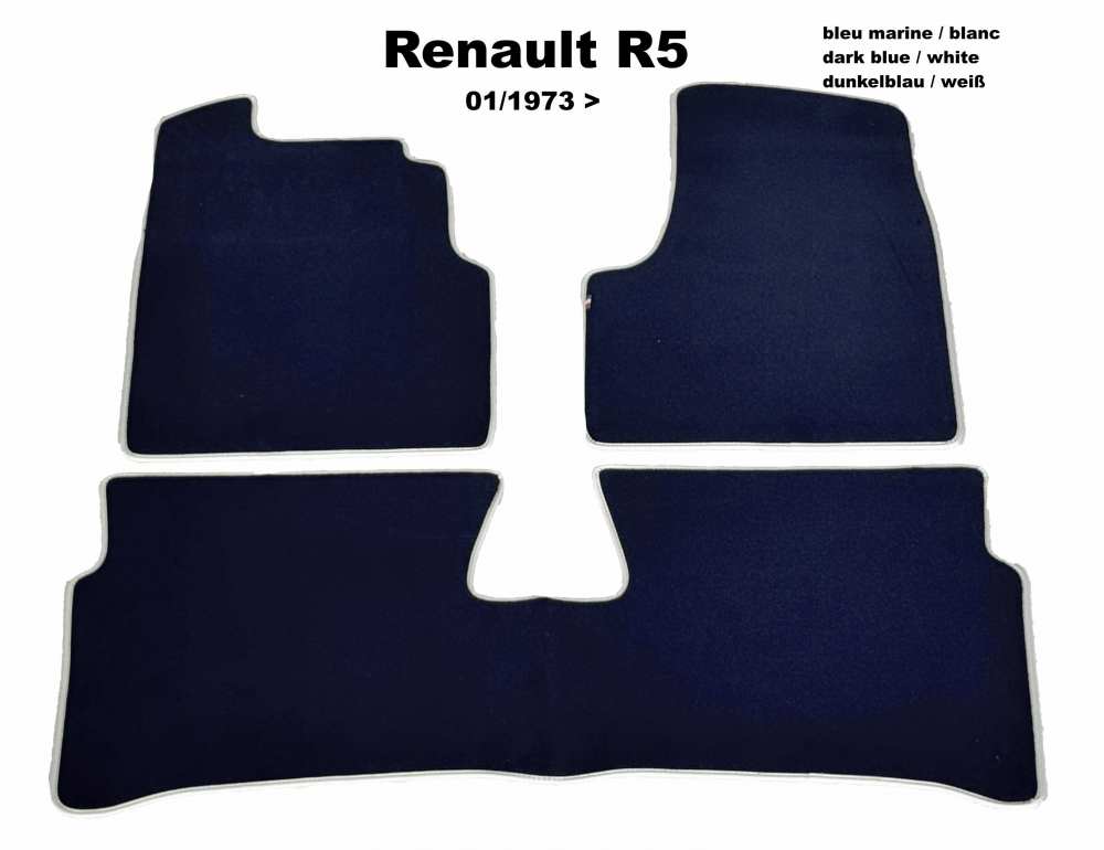 Sonstige-Citroen - tapis de sol, Renault R5 de 01.1973 à 1984, kit moquette bleu marine de très haute quali