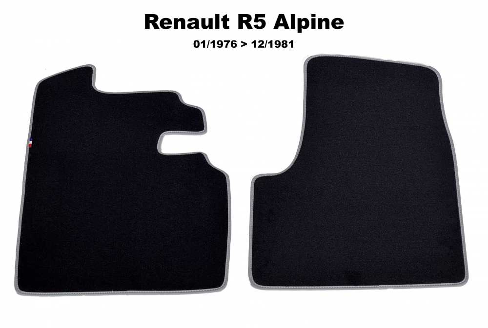 Renault - tapis de sol, Renault R5 Alpine de 01.1976 à 12.1981, kit moquette gris foncé de très h