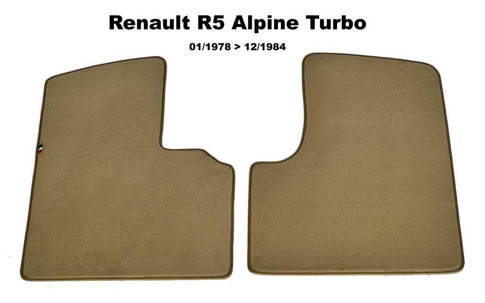Renault - tapis de sol, Renault R5 Alpine Turbo de 01.1978 à 12.1984, kit moquette beige de très h