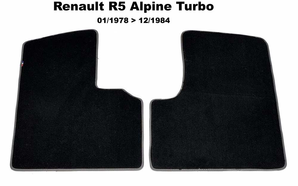 Renault - tapis de sol, Renault R5 Alpine Turbo de 01.1978 à 12.1984, kit moquette noir de très ha